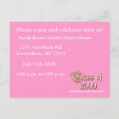 Klasse van Pink Girly Photo Afstuderen Invitation Uitnodiging Briefkaart (Achterkant)