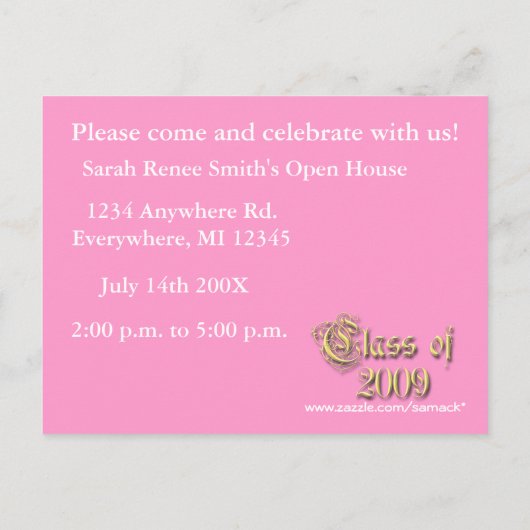 Klasse van Pink Girly Photo Afstuderen Invitation Uitnodiging Briefkaart (Achterkant)