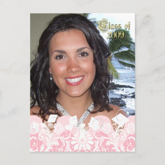 Klasse van Pink Girly Photo Afstuderen Invitation Uitnodiging Briefkaart (Voorkant)