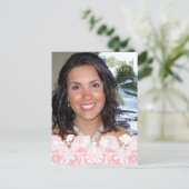 Klasse van Pink Girly Photo Afstuderen Invitation Uitnodiging Briefkaart (Staand voorkant)