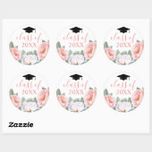 Klasse van Roze Bloemen Waterverf Ronde Sticker (Vel)
