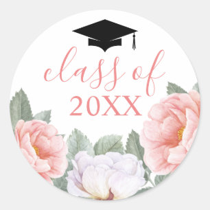 Klasse van Roze Bloemen Waterverf Ronde Sticker