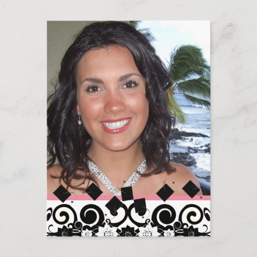 Klasse van Roze en Zwart Afstuderen Open Huis Uitnodiging Briefkaart (Voorkant)