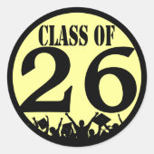 Klasse van Silhouette Afstudeerders Tossing Gradua Ronde Sticker (Voorkant)