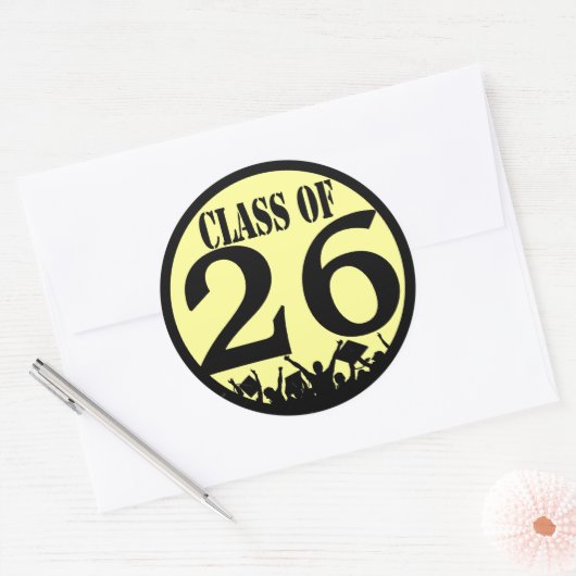 Klasse van Silhouette Afstudeerders Tossing Gradua Ronde Sticker (Envelop)