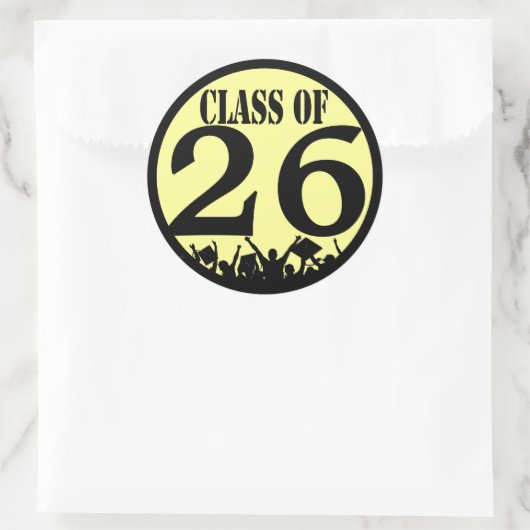 Klasse van Silhouette Afstudeerders Tossing Gradua Ronde Sticker (Tas)