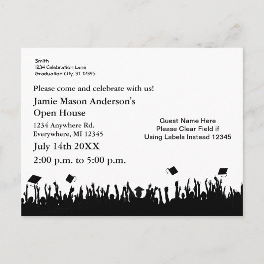 Klasse van Silhouette Senior Afstuderen Invite Uitnodiging Briefkaart (Achterkant)