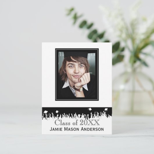 Klasse van Silhouette Senior Afstuderen Invite Uitnodiging Briefkaart (Staand voorkant)