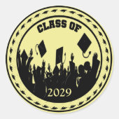 Klasse van U Kies Jaar en Kleur Ronde Sticker (Voorkant)