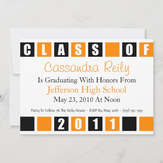 Klasse van uitnodiging 2011 (zwart-Oranje dozen) (Voorkant)
