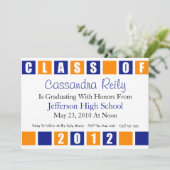 Klasse van uitnodiging 2012 (blauwe/Oranje vakken) (Staand voorkant)