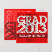 Klasse van uitnodiging van de Graduation Party Red (Voorkant / Achterkant)