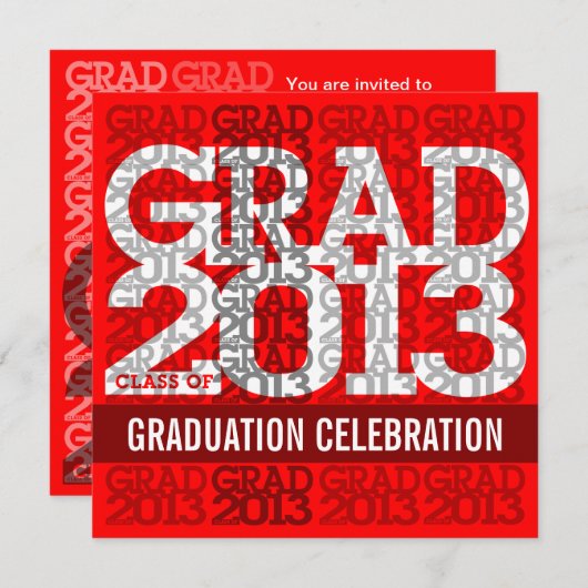 Klasse van uitnodiging van de Graduation Party Red (Voorkant / Achterkant)