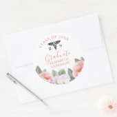 Klasse van Verpleegkunde Afstuderen Roze Bloemen W Ronde Sticker (Envelop)