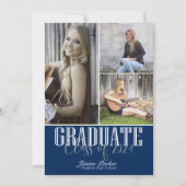 Klasse van vier foto's blauw Afstuderen toevoegen Aankondiging (Voorkant)