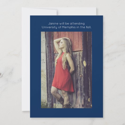 Klasse van vier foto's blauw Afstuderen toevoegen Aankondiging (Achterkant)