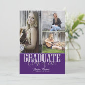 Klasse van vier foto's Paars Afstuderen toevoegen Aankondiging (Staand voorkant)