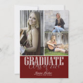Klasse van vier foto's rood Afstuderen toevoegen Aankondiging (Voorkant)