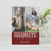 Klasse van vier foto's rood Afstuderen toevoegen Aankondiging (Staand voorkant)