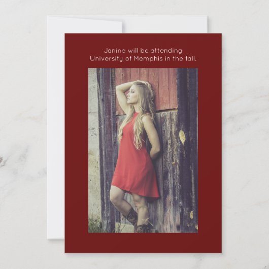 Klasse van vier foto's rood Afstuderen toevoegen Aankondiging (Achterkant)