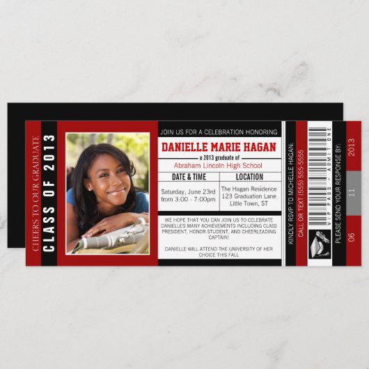 Klasse van VIP-toegangsbewijs van Afstuderen 2013 Kaart (Voorkant / Achterkant)