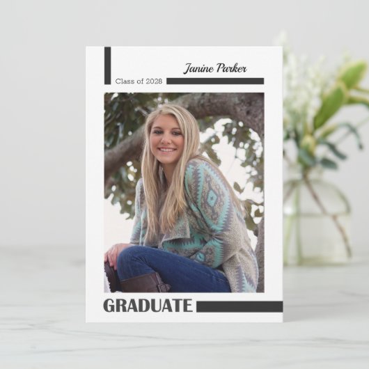 Klasse van Voeg Uw Foto's Modern Afstuderen toe Aankondiging (Staand voorkant)