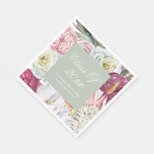 Klasse van Waterverf Floral Afstuderen 2022 Servet (Hoek)