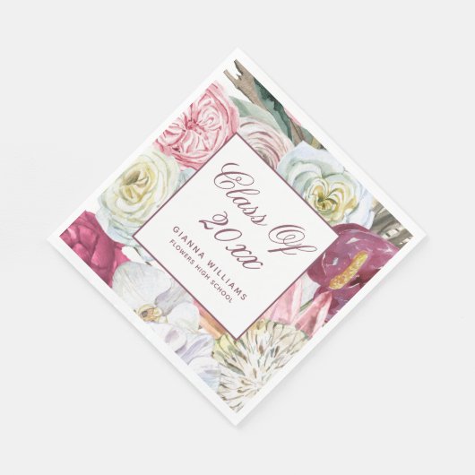 Klasse van Waterverf Floral Afstuderen 2022 Servet (Hoek)