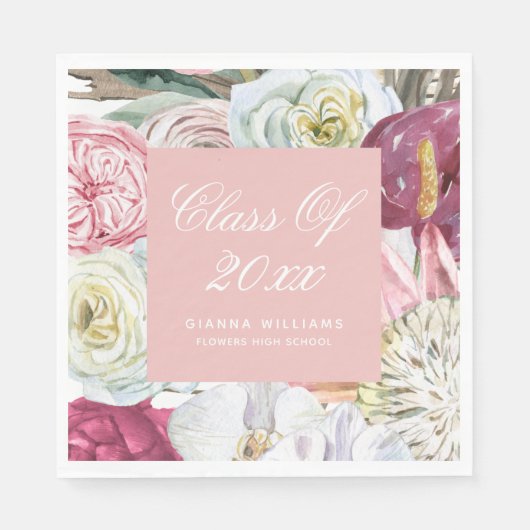 Klasse van Waterverf Floral Afstuderen 2022 Servet (Voorkant)