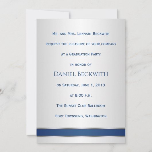 Klasse van, zilverblauw Mortier & diploma Afstuder Kaart (Achterkant)