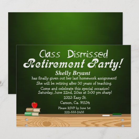 Klasse Verworpen Groen krijt Opleiding leerkrachte Kaart (Voorkant / Achterkant)