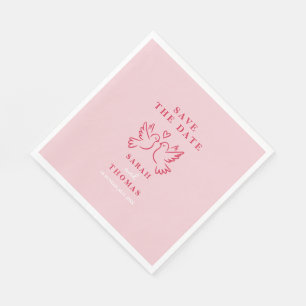 klasse vintage roze vogels save the date servet