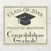 Klasse XX Gefeliciteerd Afstuderen met naam Sparkling Wijnetiket (Enkel label)