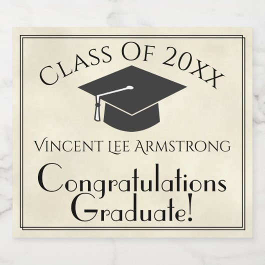 Klasse XX Gefeliciteerd Afstuderen met naam Sparkling Wijnetiket (Enkel label)