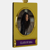 Klasse Year Afstuderen Foto Royal Paars Verguld Banner Ornament (Rechts)