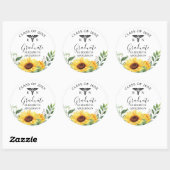 Klasse Zonnebloem-Waterverf Afstuderen zonnebloem Ronde Sticker (Vel)