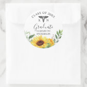 Klasse Zonnebloem-Waterverf Afstuderen zonnebloem Ronde Sticker (Tas)