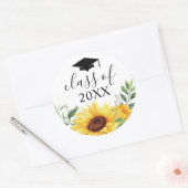 Klasse zonnebloempitten Waterverf Ronde Sticker (Envelop)