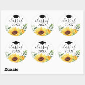 Klasse zonnebloempitten Waterverf Ronde Sticker (Vel)