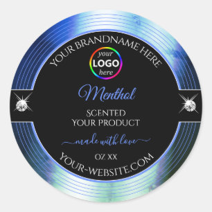 Klasse Zwart Shiny Royal Blue Logo Product Label
