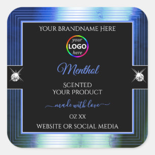 Klasse Zwart Shiny Royal Blue Logo Product Label