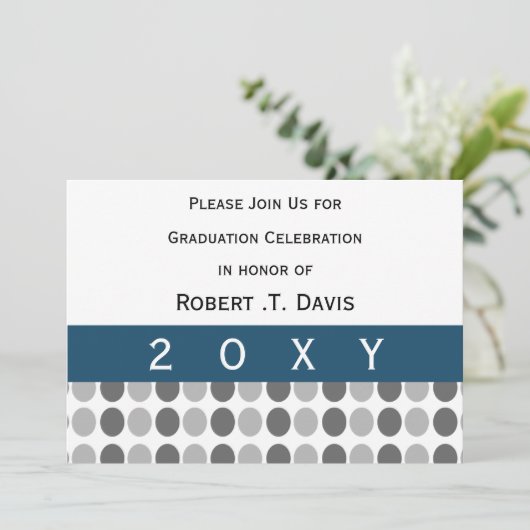 klasseblauw Graduation party Invitation Kaart (Staand voorkant)