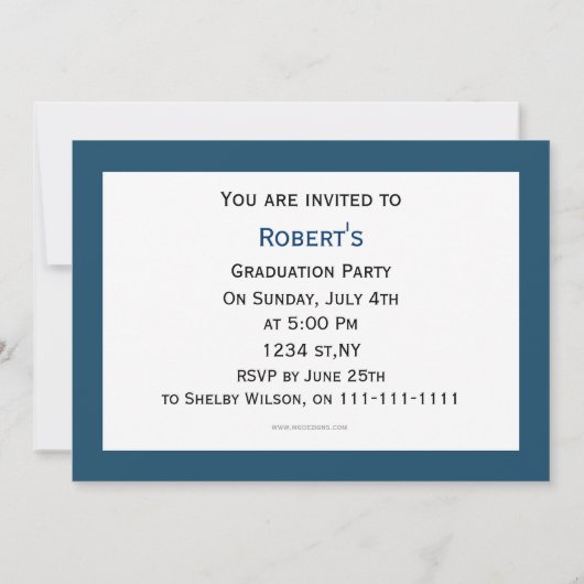 klasseblauw Graduation party Invitation Kaart (Achterkant)