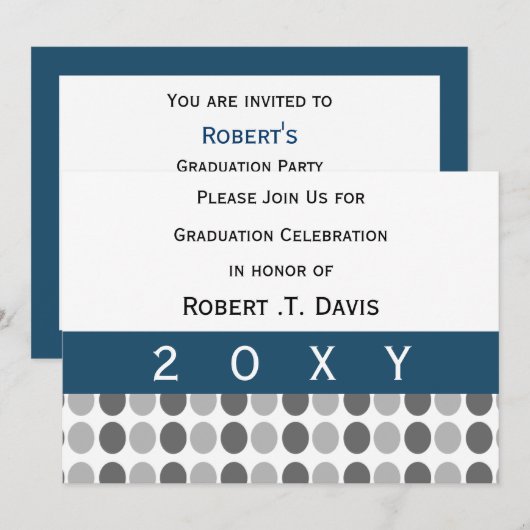 klasseblauw Graduation party Invitation Kaart (Voorkant / Achterkant)