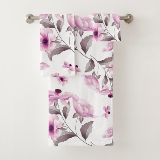 Klassehanddoekset met roze bloemen bad handdoek (Insitu)