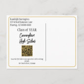 Klassehereniging Bewaar de datum Zwart Goud QR Cod Briefkaart (Achterkant)