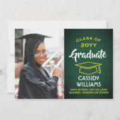 Klassejaar Groen en Goud Modern Afstuderen Foto Kaart (Voorkant)