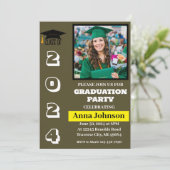 Klassejaar Groene afstudeerfeest Uitnodiging Kaart (Staand voorkant)