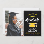Klassejaar Zwart en Goud Afstuderen Fotofeest Kaart (Voorkant)