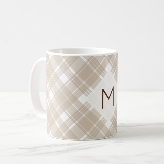 Klassement Tan Plaid Monogram Koffiemok (Voorkant links)